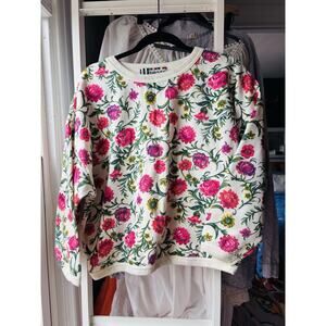 Vintage 80s Forenza FLORAL ALL OVER Print Crewneck Sweatshirt Top L Cottagecore
